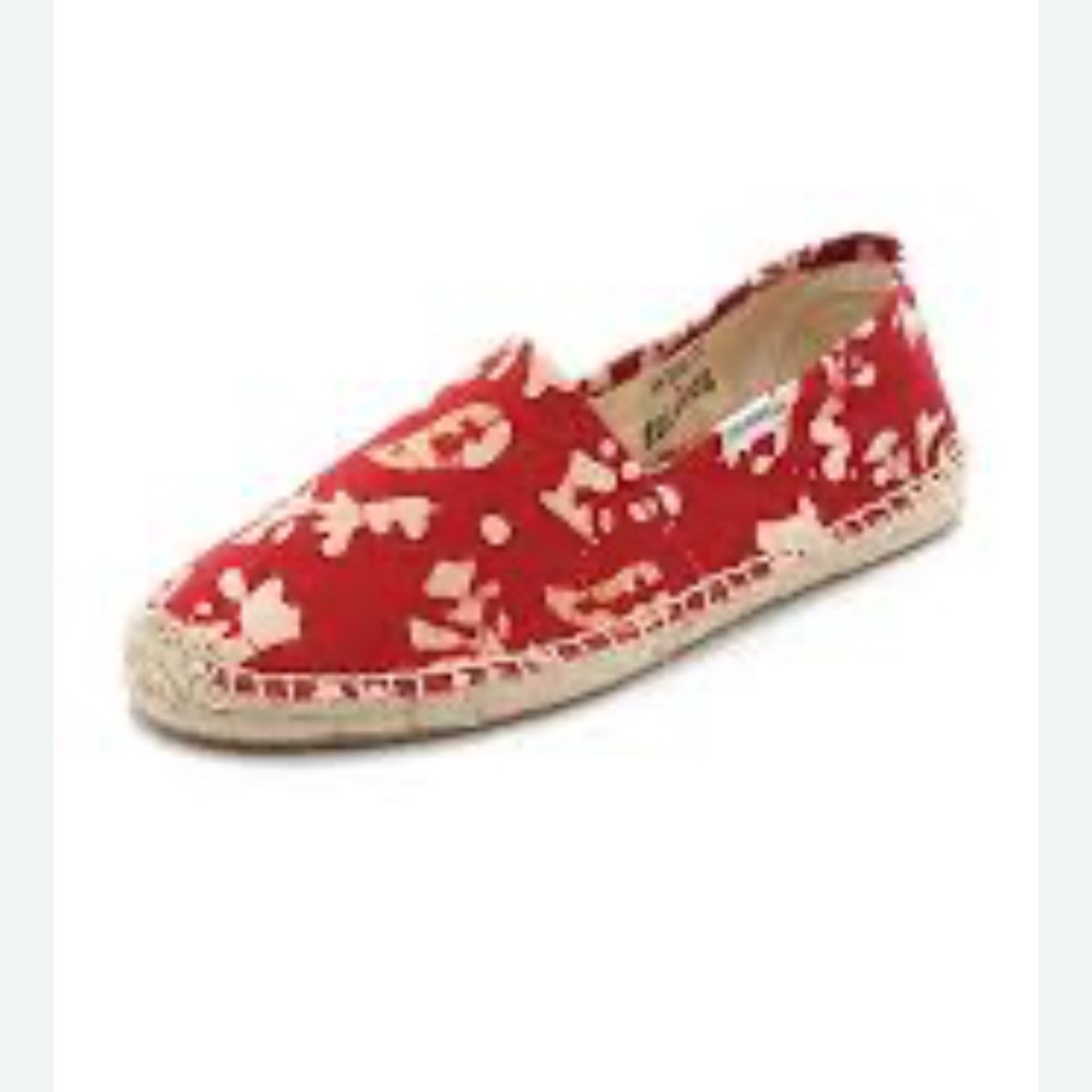 Wren X Soludos Red and Tan Batik Print Espadrille Flats Size 7